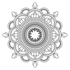 Mandala. Antistress coloring book. Template for mehendi. Oriental drawing. Vector illustration. Isolated on a white background