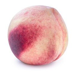 Peach fruit with leaf isolated on white background, Fresh Peach on White Background With clipping path, 
