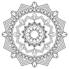 Mandala. Antistress coloring book. Template for mehendi. Oriental drawing. Vector illustration. Isolated on a white background