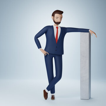 Businessman cartoon character standing and thinking