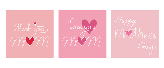 Mother's day concept square illustration. Decorative Mother's day message texts for Mother's day card, event, invitation, web and AD design. Vector illustration. 母の日イラスト、母の日カバーデザイン、母の日デコレーション素材