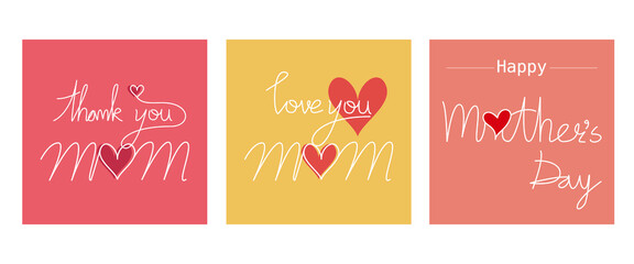Mother's day concept square illustration. Decorative Mother's day message texts for Mother's day card, event, invitation, web and AD design. Vector illustration. 母の日イラスト、母の日カバーデザイン、母の日デコレーション素材