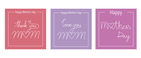 Mother's day concept square illustration. Decorative Mother's day message texts for Mother's day card, event, invitation, web and AD design. Vector illustration. 母の日イラスト、母の日カバーデザイン、母の日デコレーション素材