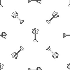 Grey line Coat stand icon isolated seamless pattern on white background. Vector