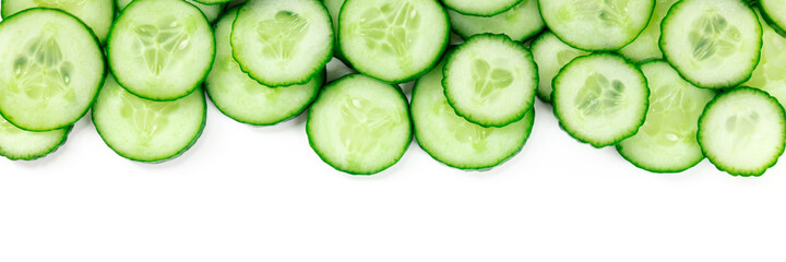 Cucumber panorama with a place for text or logo