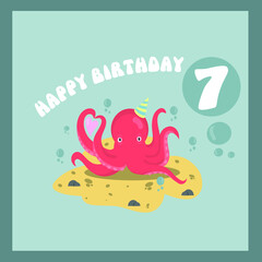 Greeting card from a cute octopus