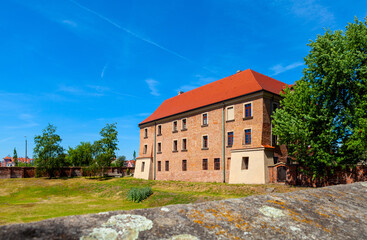 Renaissance Lubranski Academy, currently Archdiocese Museum historic Ostrow Tumski island at Cybina river in Poznan, Poland