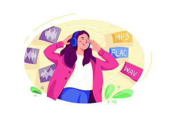 Podcast Illustration concept. Flat illustration isolated on white background.