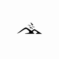 elegant mountain with flying birds logo would be perfect 
for a travel agency, a nature photographer or any art and design 
related services.