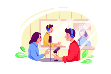 Podcast Illustration concept. Flat illustration isolated on white background.