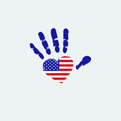 American flag. hand shape flag abstract background