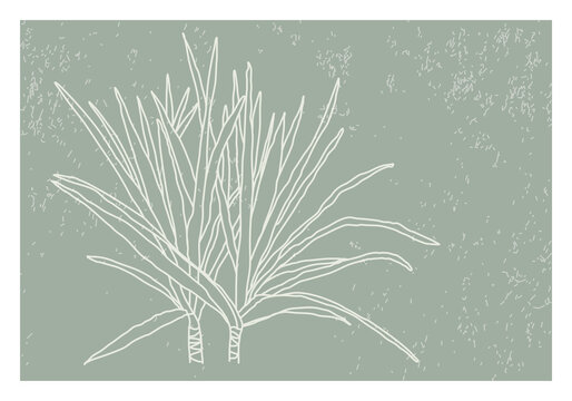 Minimalist botanical branch with leaves abstract collage