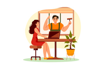 House Cleaning Illustration concept. Flat illustration isolated on white background.