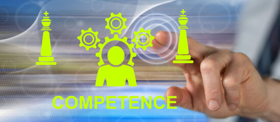 Man touching a competence concept