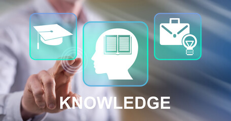 Man touching a knowledge concept