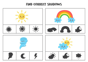 Find correct shadow. Printable clip card games for children.