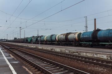 Fototapeta na wymiar railway freight train on the station.