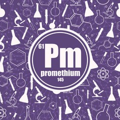 Promethium chemical element. Concept of periodic table.