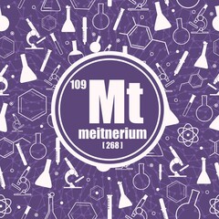 Meitnerium chemical element. Concept of periodic table.