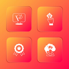 Set Flag, Target, Medal and Man holding flag icon. Vector