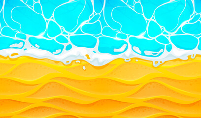 Coastline, yellow wave sand and crystal blue water