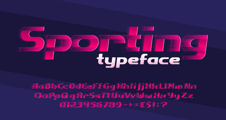 Sporting alphabet font. High speed effect letters, numbers and symbols. Uppercase and lowercase. Stock vector typescript for your design in sport style.