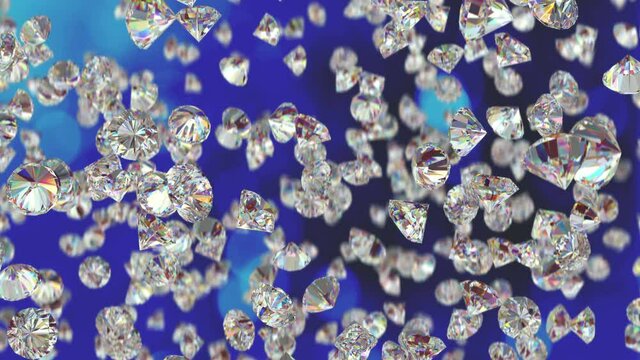 Falling luxury diamonds loop-able vertical background in slow motion 4K