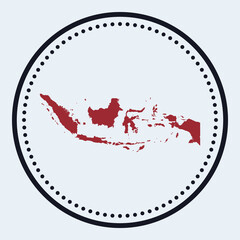 Indonesia round stamp. Round logo with country map and title. Stylish minimal Indonesia badge with map. Vector illustration.