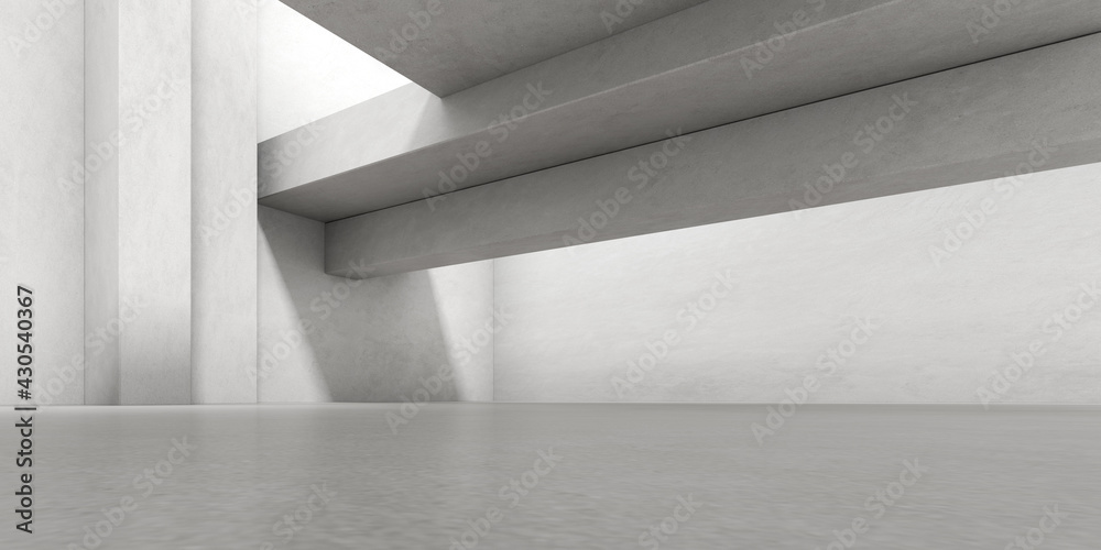 Poster 3d render of empty concrete room with shadow on the wall..