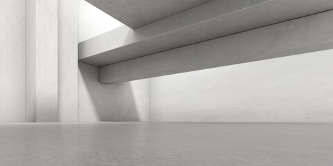 Obraz premium 3d render of empty concrete room with shadow on the wall..