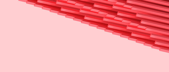 Abstract lines Modern architecture Background. minimal Detail with Geometric Shape Block Pattern Design and Composition on Red. copy space, digital, banner -3d Rendering