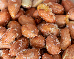 salted peanuts, close-up, macro photograph