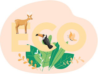 Climate and weather change of planet. Eco friendly, biodiversity, conservation and environmental protection concept. Flora and fauna on Earth. Green ecosystem of Earth. Care of nature and ecology