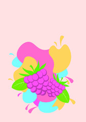 vector poster with abstract fruit set. flat image of a fruit with a juicy splash of bright colors.