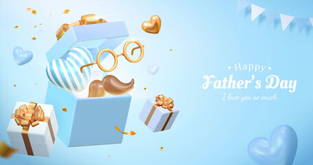 3d Father's day sales banner design