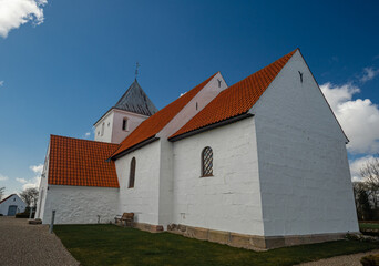 Old Danish church in central Jutland. Built approx. year 1400. The old cemetery thoughts, and memories from ancient times