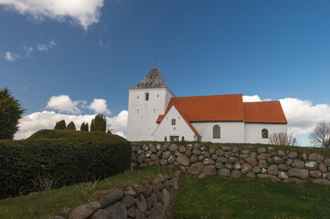 Old Danish church in central Jutland. Built approx. year 1400. The old cemetery thoughts, and memories from ancient times