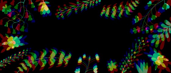 Sfondo nero cornice giardino botanico 