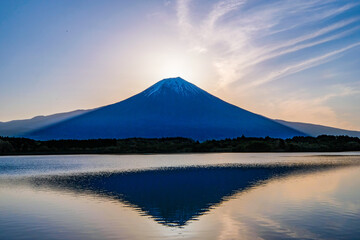 静岡県富士宮市田貫湖のダイヤモンド富士