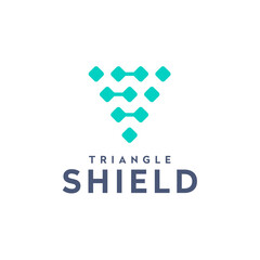 Modern Initial Letter S with Triangle Shield Diamond Dots for Digital Data logo design