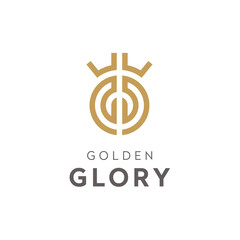 Gold King Queen Crown, Golden Initial Letter G Classic Luxury logo design
