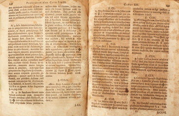 Old book pages with latin writings texture background