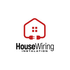 Electric Plug Cable with House for Wiring Home Electricity Installation logo design