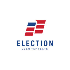 Initial Letter E with National Stripes Flag for Election government Army logo design 