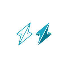 3D Geometric Flash Thunder Bolt Storm Electric Power logo design with simple modern line style