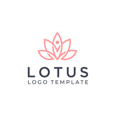Simple Lotus Floral Leaves with Human. Beauty Flower Leaf for Spa Cosmetic Therapy Skin Care logo design