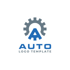 Gear Cog Wheel with Initial Letter A for machine factory industry logo design