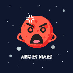 Angry mars character emoticon on space background © siraanamwong