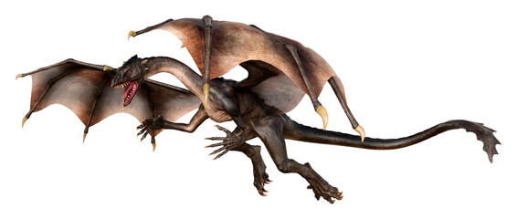 3D Rendering Fairy Tale Dragon on White