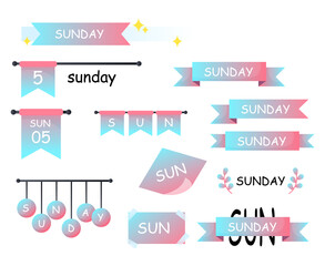 Bullet journal headers for week days. Sunday stickers for bullet journal decoration planner. 